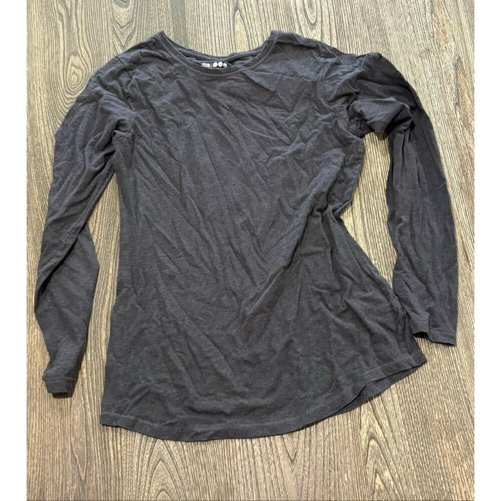 Hanes Womens Shirttail Long-Sleeve Crewneck T-Shirt Classic Fit Gray Size S
